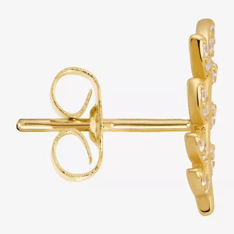 Silver Treasures Cubic Zirconia 14K Gold Over Silver 12.1mm Stud Earrings