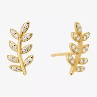 Silver Treasures Cubic Zirconia 14K Gold Over Silver 12.1mm Stud Earrings