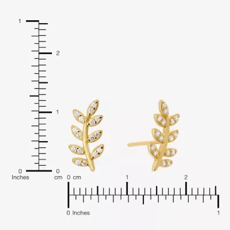 Silver Treasures Cubic Zirconia 14K Gold Over Silver 12.1mm Stud Earrings