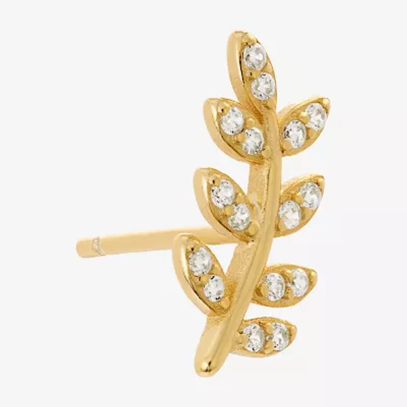 Silver Treasures Cubic Zirconia 14K Gold Over Silver 12.1mm Stud Earrings