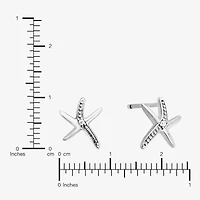 Silver Treasures Starfish Cubic Zirconia Sterling Silver 8.8mm Stud Earrings