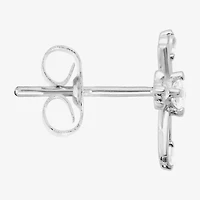 Silver Treasures Cubic Zirconia Sterling Silver 9.6mm Cross Stud Earrings
