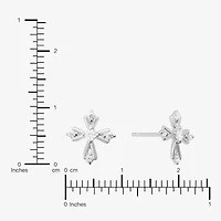 Silver Treasures Cubic Zirconia Sterling Silver 9.6mm Cross Stud Earrings