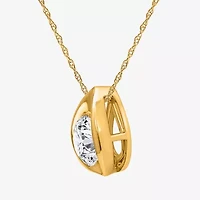 I/Si2 Womens 1 CT. T.W. Lab Grown White Diamond 14K Gold Over Silver Pear 18 Inch Pendant Necklace