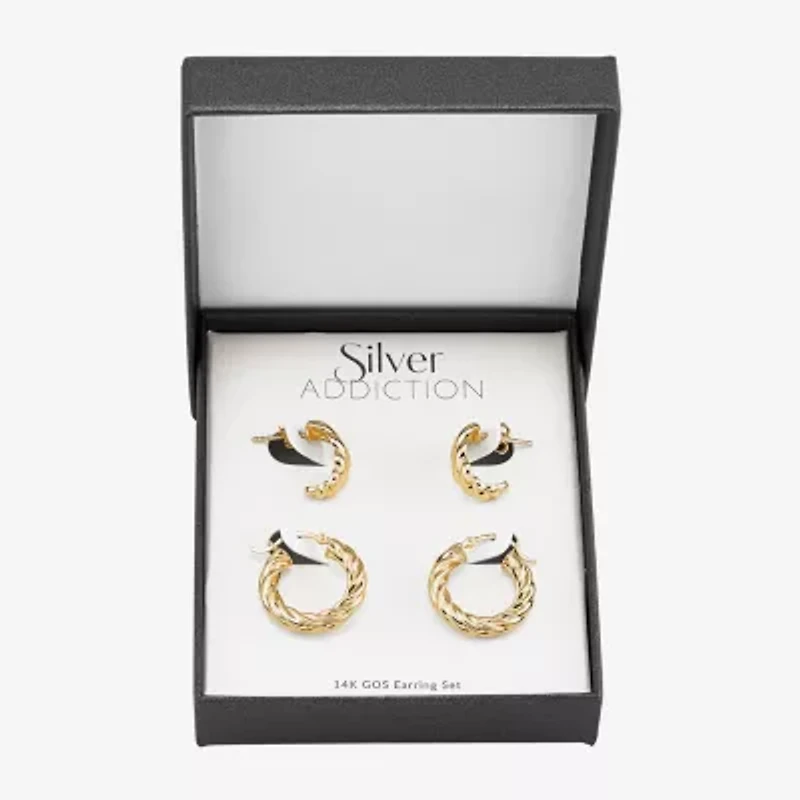 Silver Addiction Womens 14K Gold Over Silver 2 Pair Earring Set