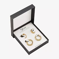 Silver Addiction Womens 14K Gold Over Silver 2 Pair Earring Set