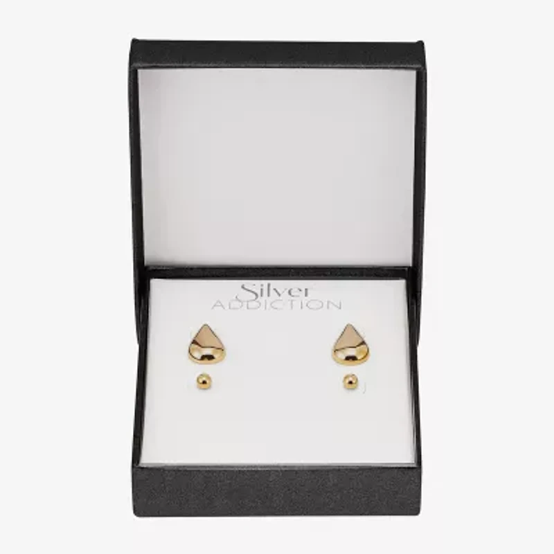 Silver Addiction Womens 14K Gold Over Silver 2 Pair Earring Set