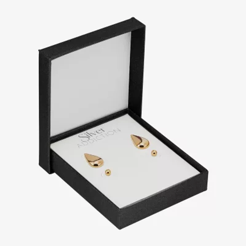 Silver Addiction Womens 14K Gold Over Silver 2 Pair Earring Set