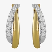(I / I2) Womens 1/2 CT. T.W. Lab Grown White Diamond 14K Gold Over Silver 18.9mm Hoop Earrings