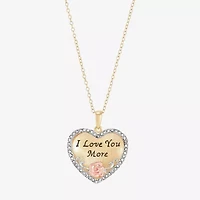 "I Love You More" Womens Crystal 18K Gold Over Silver Heart 18 Inch Pendant Necklace