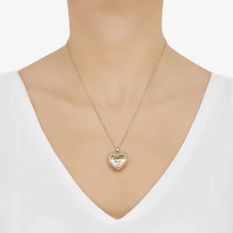 "I Love You More" Womens Crystal 18K Gold Over Silver Heart 18 Inch Pendant Necklace