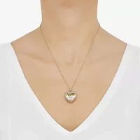 "I Love You More" Womens Crystal 18K Gold Over Silver Heart 18 Inch Pendant Necklace