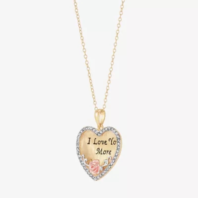 "I Love You More" Womens Crystal 18K Gold Over Silver Heart 18 Inch Pendant Necklace