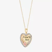 "I Love You More" Womens Crystal 18K Gold Over Silver Heart 18 Inch Pendant Necklace
