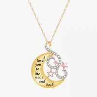 "I Love You" Womens Crystal 18K Gold Over Silver Moon 18 Inch Pendant Necklace