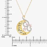 "I Love You" Womens Crystal 18K Gold Over Silver Moon 18 Inch Pendant Necklace