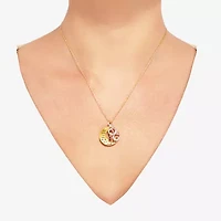 "I Love You" Womens Crystal 18K Gold Over Silver Moon 18 Inch Pendant Necklace