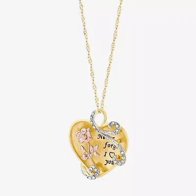 Limited Quantities! Womens Crystal 18K Gold Over Silver Heart 18 Inch Pendant Necklace