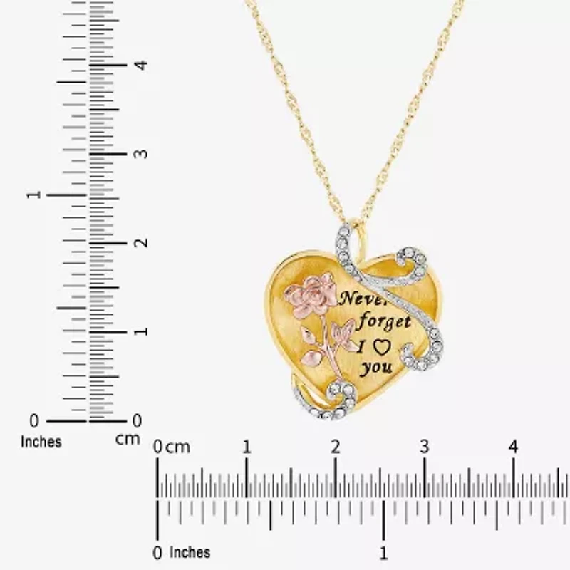 Limited Quantities! Womens Crystal 18K Gold Over Silver Heart 18 Inch Pendant Necklace