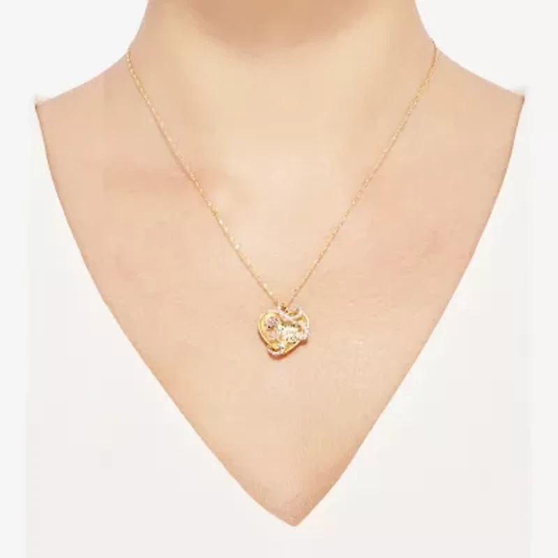 Limited Quantities! Womens Crystal 18K Gold Over Silver Heart 18 Inch Pendant Necklace