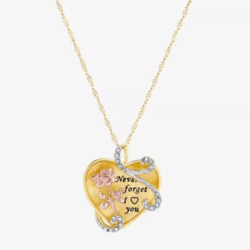 Limited Quantities! Womens Crystal 18K Gold Over Silver Heart 18 Inch Pendant Necklace