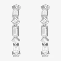 Limited Quantities! Womens White Cubic Zirconia Sterling Silver 19.8mm Hoop Earrings