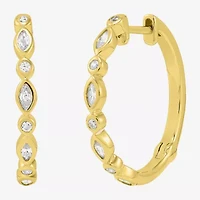 Limited Quantities! Womens White Cubic Zirconia 14K Gold Over Silver 19.8mm Hoop Earrings
