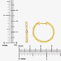 Limited Quantities! Womens White Cubic Zirconia 14K Gold Over Silver 19.8mm Hoop Earrings