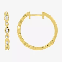Limited Quantities! Womens White Cubic Zirconia 14K Gold Over Silver 19.8mm Hoop Earrings