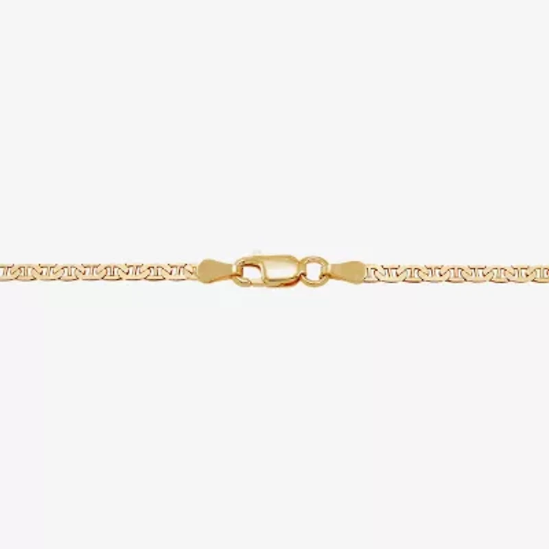 Limited Quantities! Womens 18K Gold Over Silver 7.5 Inch Solid Mariner Chain Bracelet