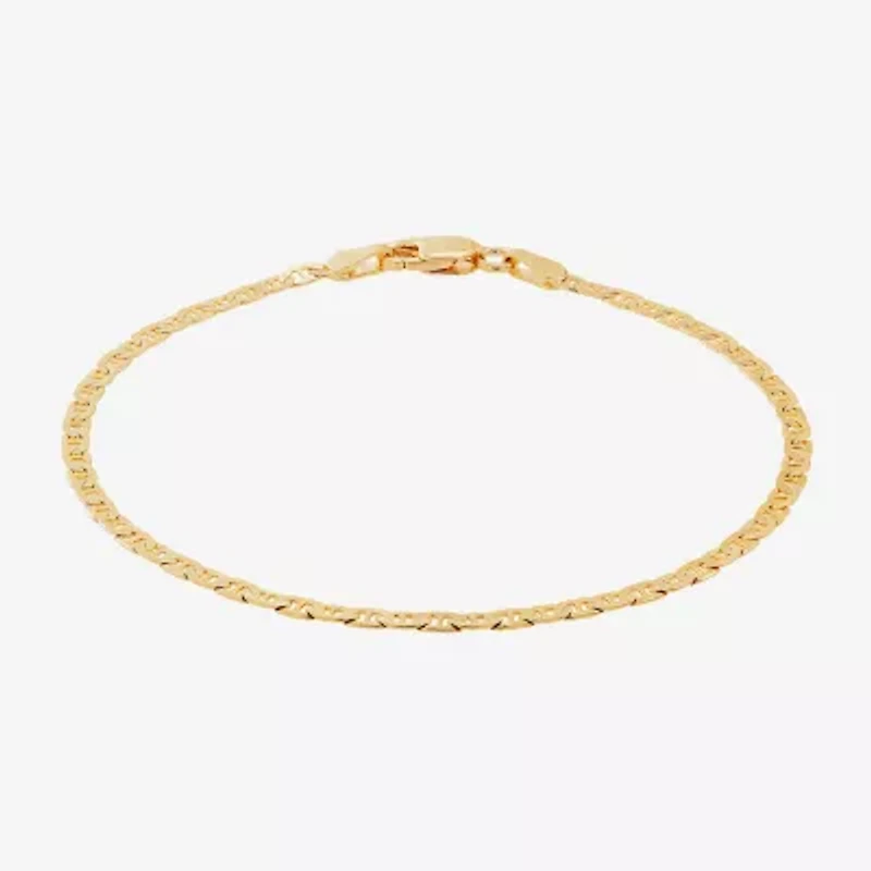 Limited Quantities! Womens 18K Gold Over Silver 7.5 Inch Solid Mariner Chain Bracelet