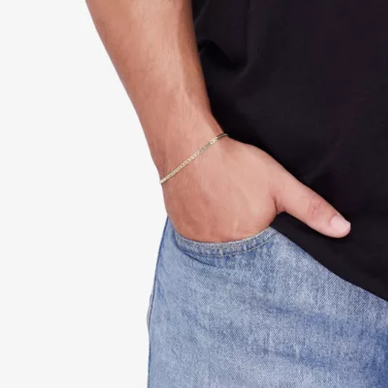 Limited Quantities! Womens 18K Gold Over Silver 7.5 Inch Solid Mariner Chain Bracelet