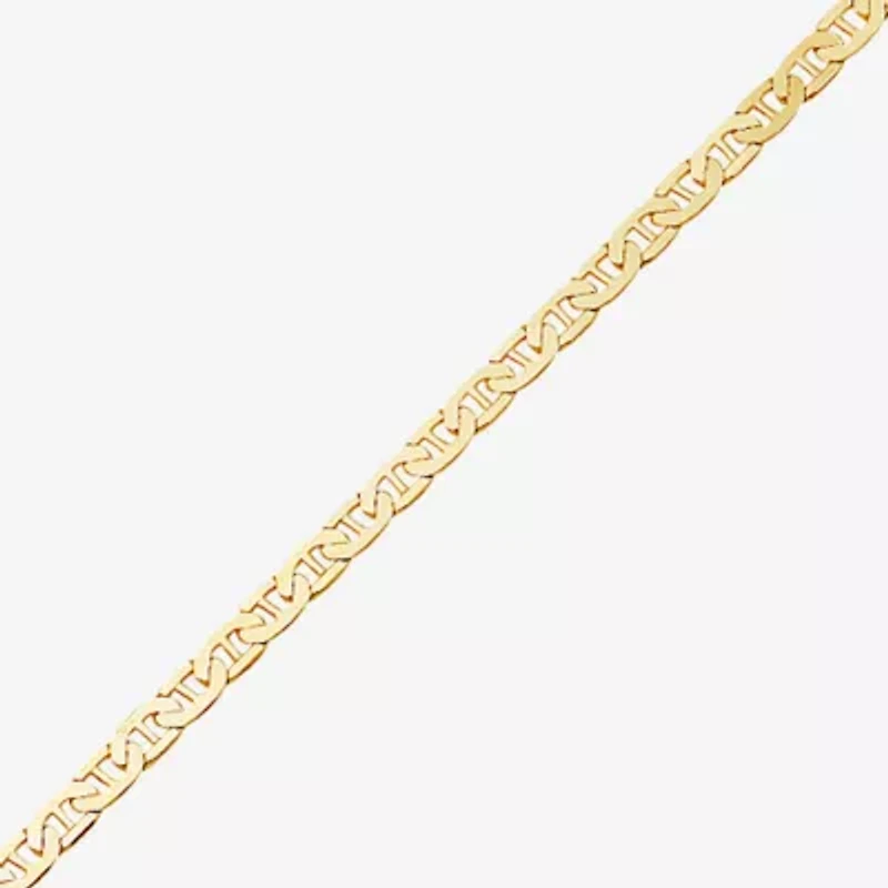 Limited Quantities! Womens 18K Gold Over Silver 7.5 Inch Solid Mariner Chain Bracelet