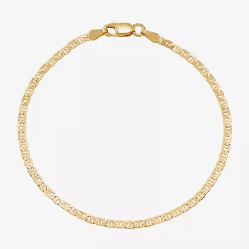 Limited Quantities! Womens 18K Gold Over Silver 7.5 Inch Solid Mariner Chain Bracelet