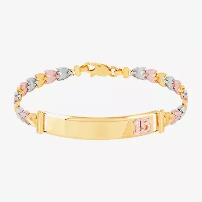 Limited Quantities! Womens 10K Gold 7.5 Inch Solid Link Id Bracelet