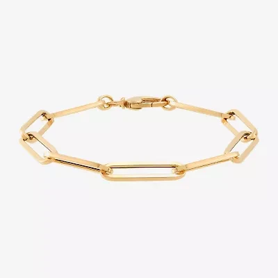 Limited Quantities! Womens 14K Gold Inch Hollow Paperclip Chain Bracelet
