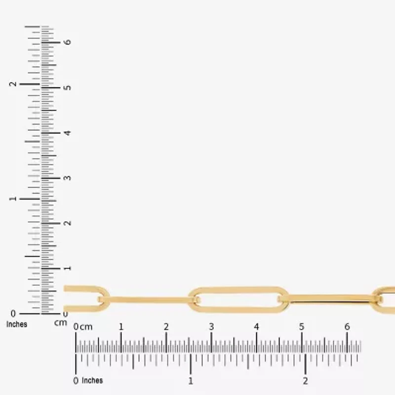 Limited Quantities! Womens 14K Gold Inch Hollow Paperclip Chain Bracelet