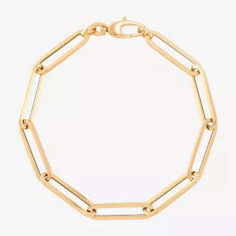 Limited Quantities! Womens 14K Gold Inch Hollow Paperclip Chain Bracelet