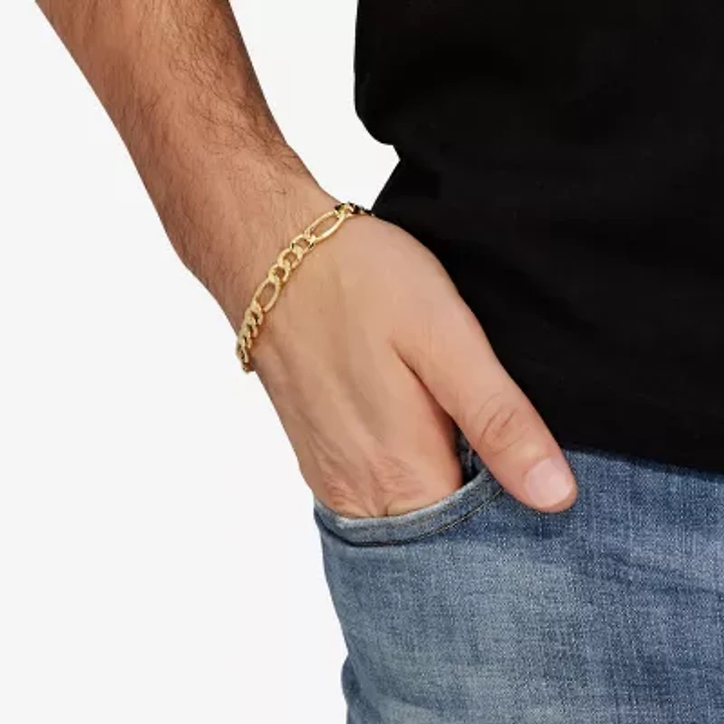 Limited Quantities! Mens 14K Gold 8 1/2 Inch Semisolid Figaro Chain Bracelet