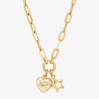 Limited Quantities! Womens 10K Gold Heart Star 17 Inch Pendant Necklace