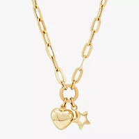 Limited Quantities! Womens 10K Gold Heart Star 17 Inch Pendant Necklace