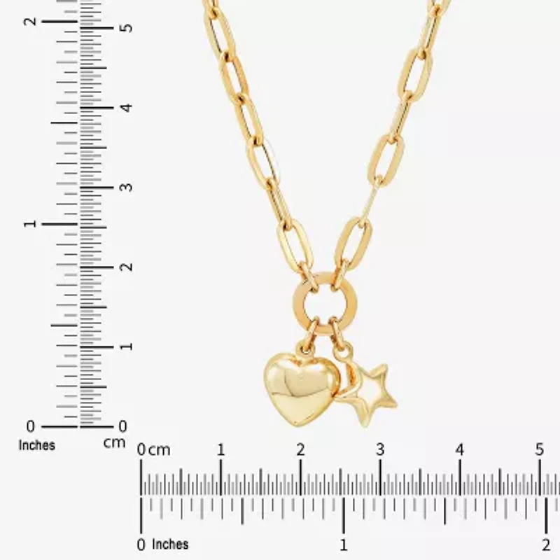 Limited Quantities! Womens 10K Gold Heart Star 17 Inch Pendant Necklace