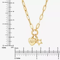 Limited Quantities! Womens 10K Gold Heart Star 17 Inch Pendant Necklace