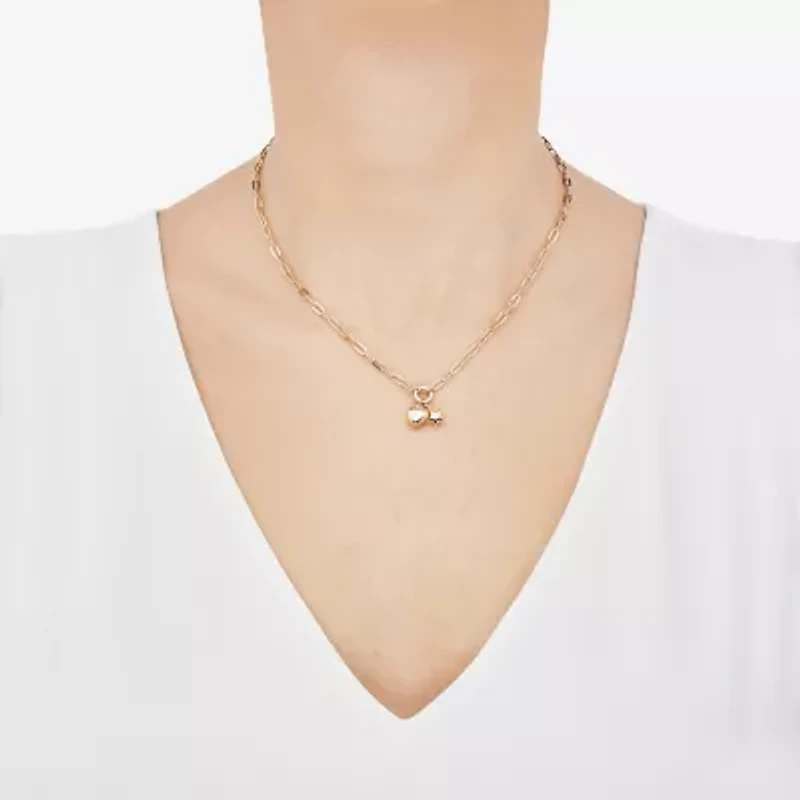 Limited Quantities! Womens 10K Gold Heart Star 17 Inch Pendant Necklace