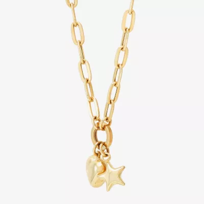 Limited Quantities! Womens 10K Gold Heart Star 17 Inch Pendant Necklace