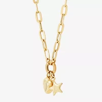 Limited Quantities! Womens 10K Gold Heart Star 17 Inch Pendant Necklace