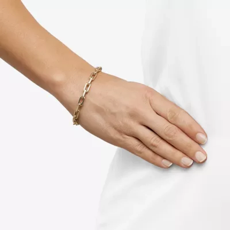 Limited Quantities! Womens 14K Gold 7.25 Inch Hollow Paperclip Chain Bracelet