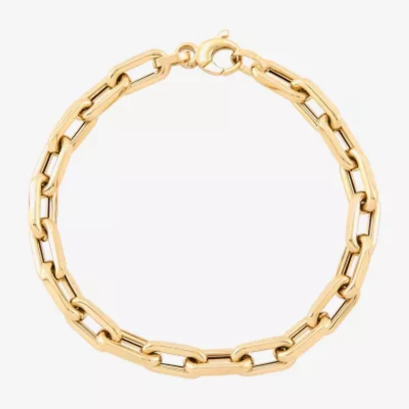 Limited Quantities! Womens 14K Gold 7.25 Inch Hollow Paperclip Chain Bracelet