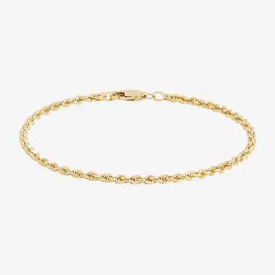 Limited Quantities! Womens 10K Gold Inch Hollow Rope Chain Bracelet