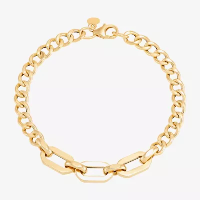 Limited Quantities! Womens 14K Gold 7.5 Inch Hollow Link Chain Bracelet
